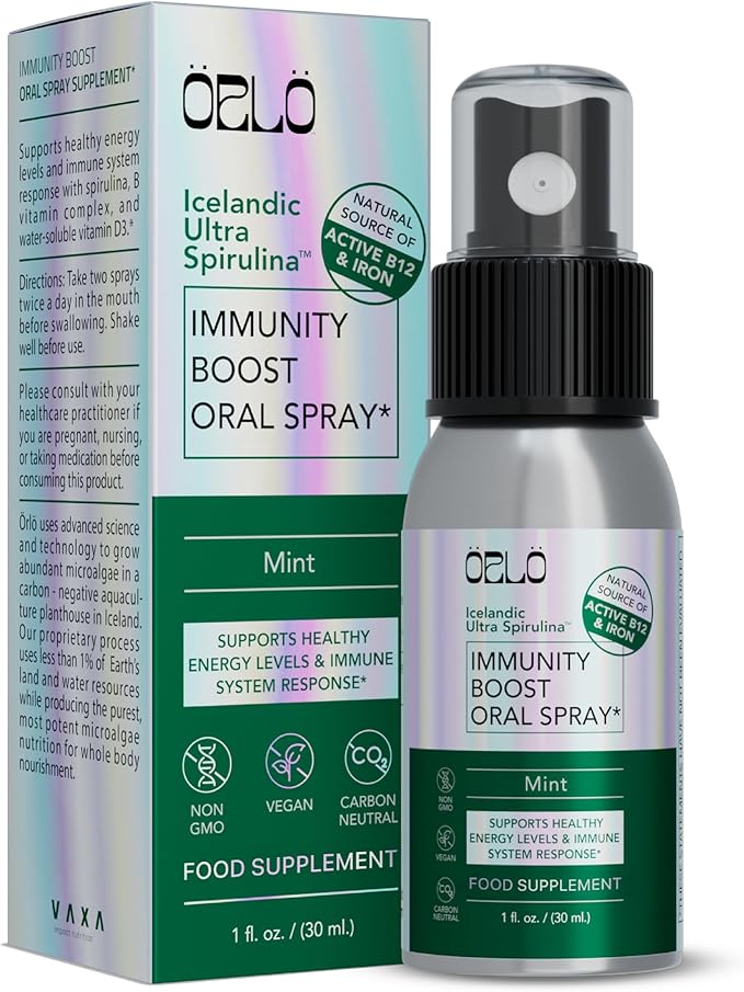 Orlo Immunity Boost Multivitamin for Adults with VIT B12 &amp B Vitamin Complex Vegan Vitamin D3 &amp Icelandic Ultra Spirulina – Fast-Absorbing Immune &amp Energy Support Mint Flavour 60 Servin