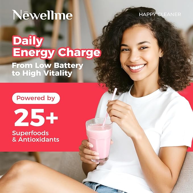 NEWELLME Happy Cleaner Digestive Supplement Powder Gut Health Drink Mix with Probiotics Digestive Enzymes &amp Fiber Supports Digestion and Bloating Watermelon &amp Berry Variety 28 Sachets (2