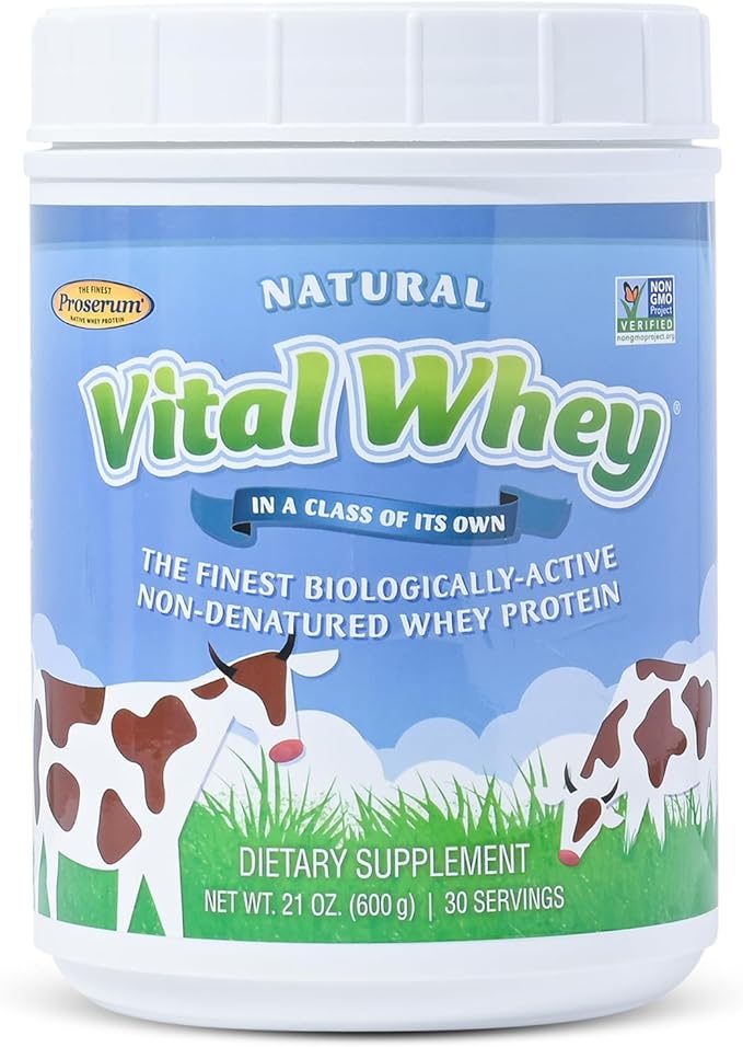 Grass-Fed Whey Protein Powder for Immune Vitality Natural Flavor 600g (30 Servings) 15g Protein Per Serve Vital Whey Clean Holistic Wellness Nutrition
