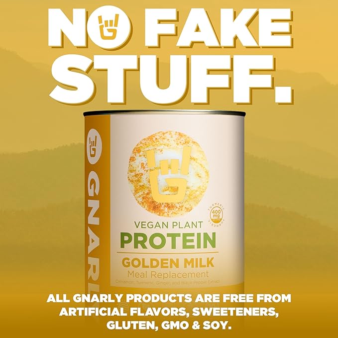 Gnarly Nutrition Golden Milk Vegan Protein Powder – Plant-Based Powder for Shakes – Dairy-Free Non-GMO Gluten-Free – 28.2 oz