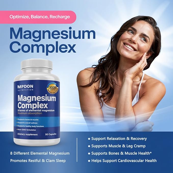8-in-1 Magnesium Complex 1000mg - Features Elemental Magnesium &amp Citrate - 90 Capsules (2)
