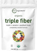 Micro Ingredients Organic Triple Fiber Powder 2lb | Natural Prebiotic to Support Digestive &amp Gut Health | Soluble Easily Digestible | Unflavored Vegan