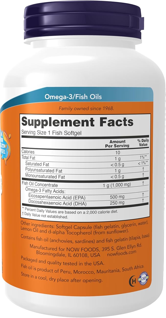 NOW Foods SupplementsUltra Omega-3500 EPA and 250 DHACardiovascular Support*180-Fish Gelatin Softgels(Pack of 2)