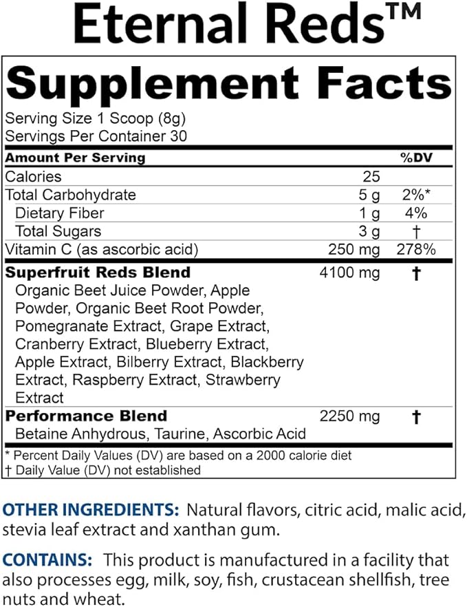 BioTrust Eternal Reds Red Superfoods Powder Support for Heart Health and Circulation Energy Stamina No Added Sugar or Caffeine Naturally Flavored and Sweetened Berry Flavor (30 Servings)