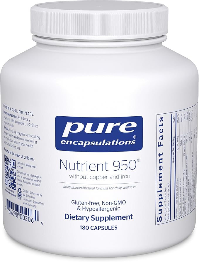 Pure Encapsulations Nutrient 950 Without Copper &amp Iron | Hypoallergenic Multi-Vitamin/Mineral Formula for Optimal Health | 180 Capsules