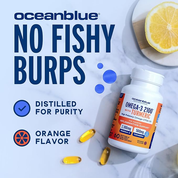 Oceanblue Omega-3 2100 Advanced Wellness Bundle – Vitamin D3 &amp Turmeric – High Potency Fish Oil for Heart Joint &amp Immune Support – 2-Pack