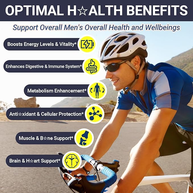 Mens Multivitamins Gummies with Vitamins A C D K E B Complex Omega-3 Digestive Enzymes Lycopene Calcium Magnesium Zinc - Support Brain Muscle Energy Sugar Free Vegan 60Cts