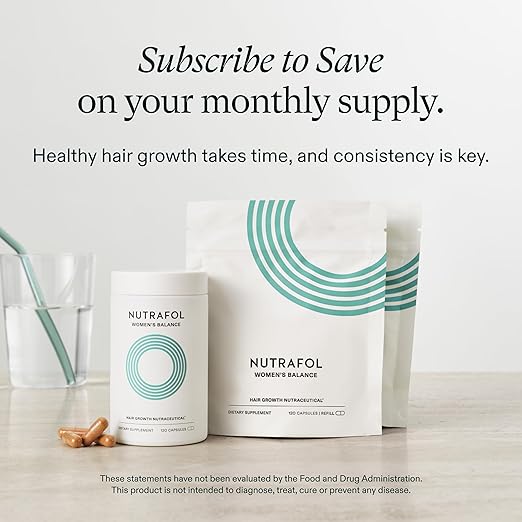 Nutrafol Women's Balance Hair Growth Supplements Ages 45 and Up Clinically Proven for Visibly Thicker Hair and Scalp Coverage Dermatologist Recommended - 1 Month Supply