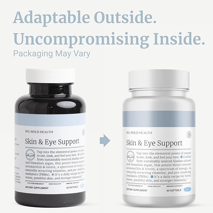 BIG BOLD HEALTH Skin &amp Eye Support - Omega-3 Complex with Alaskan Salmon Oil DHA Astaxanthin &amp Lutein for Healthy Eyes &amp Skin - 60 Softgels