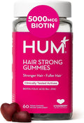HUM Hair Strong Daily Hair Growth Gummies with Biotin Zinc Vitamin B12 to Support Growth Folic Acid &amp Vitamin B12 Gummy Vitamins for Healthy Hair Support for Women and Men 60 Gummies