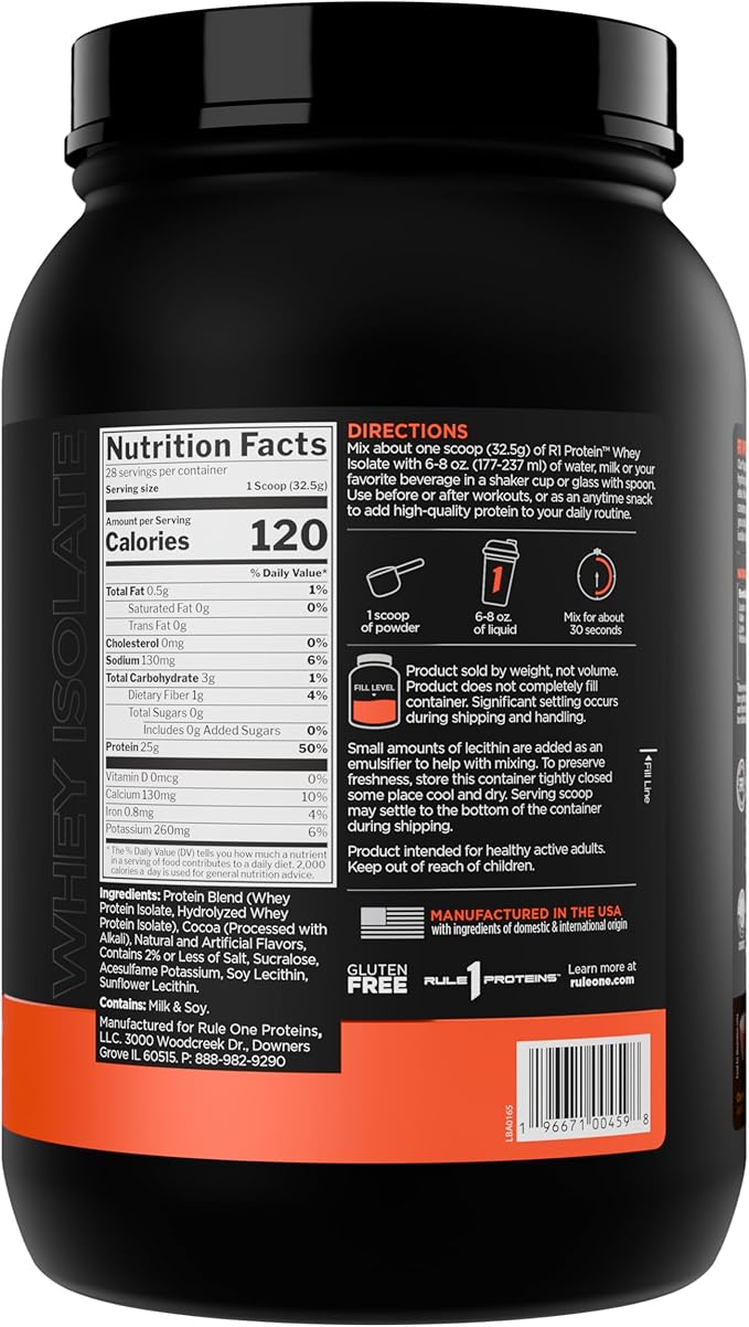 Rule 1 R1 Protein Whey Isolate - with 25g Protein &amp 6g BCAA Exclusively from Isolated &amp Hydrolyzed Sources for Workout Recovery (2 Pounds* Chocolate Peanut Butter)