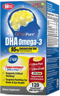 LABO Nutrition OmaxPure DHA Omega 3 Fish Oil | IFOS Certified High Strength rTG Omega 3 Fatty Acids Supplement with DHA &amp EPA - for Brain Eye Prenatal Support | 120 Mini Softgels 60 Servings