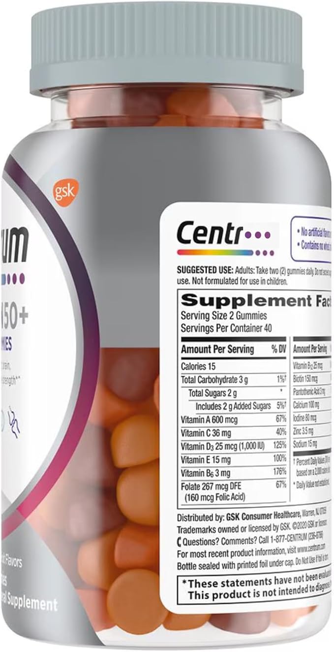 Silver Women 50 Plus Multivitamin for Women Minerals Vitamins &amp Supplements Hair Skin and Nails Vitamins Vitamin C Antioxidants Supplement Daily Vitamins for Women (80Gummies)
