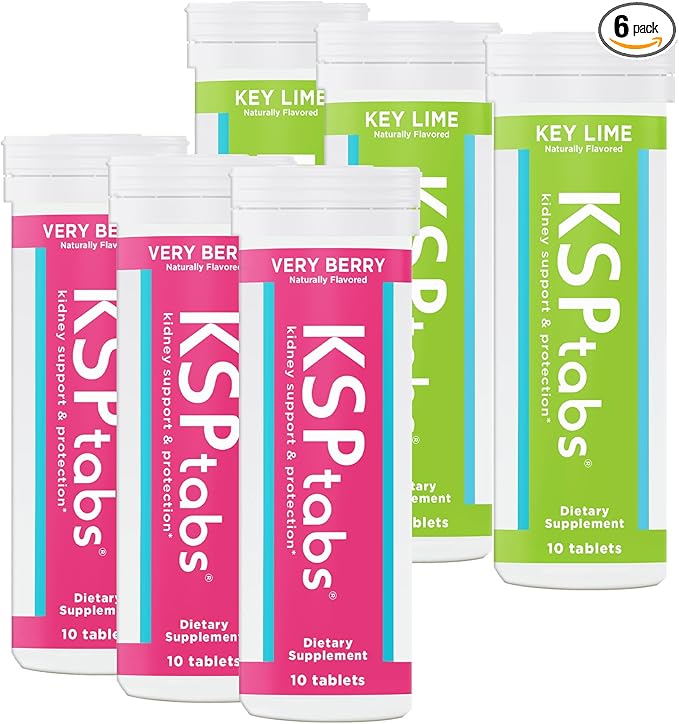 Berry &amp Lime All Natural Hydration &amp Kidney Health Supplement to Combat Calcium Oxalate Crystal Formation Mixed Flavor-6 Pack
