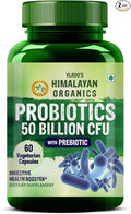HIMALAYAN ORGANICS Organics Probiotics Supplement 50 Billion CFU 150mg with Prebiotics | 10X Better Digestion Gut Health and Immunity Support | Non-GMO Gluten-Free - 60 Vegetarian Capsules