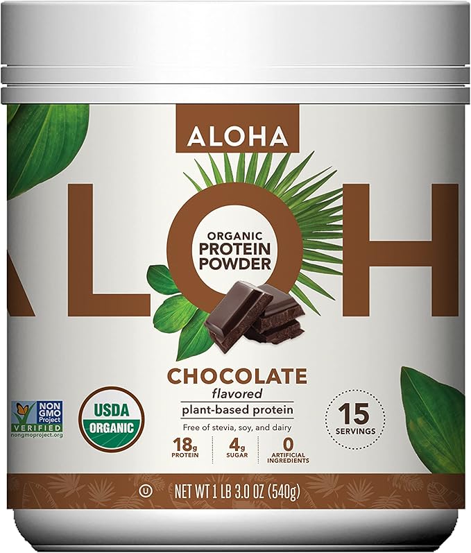 ALOHA Organic Plant Based Protein Powder Bundle Vanilla 19.6 oz &amp Chocolate 19.6 oz 15 Servings Each