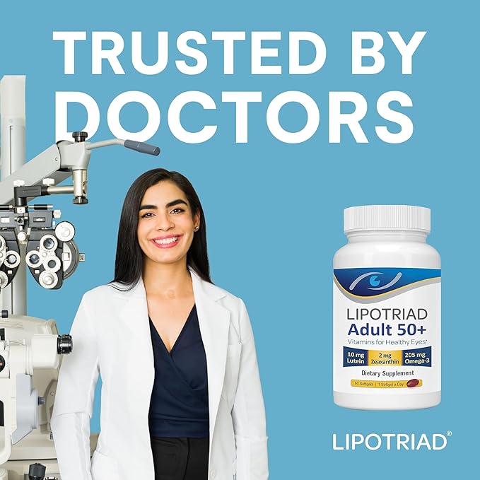 Lipotriad Eye Vitamin and Mineral Supplement - 90 Softgels 3-Month Supply - Supplement with Lutein Zeaxanthin and Omega 3 for Healthy Eyes