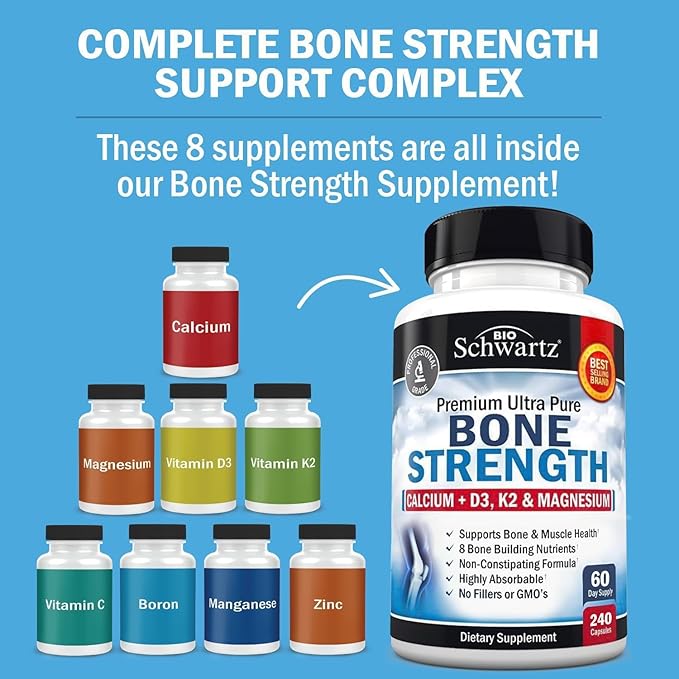 BioSchwartz Bone Strength Mineral Supplement with Calcium and Magnesium (2 Month Supply) Plus Daily Multivitamin for Women 50 &amp Over (1 Month Supply)