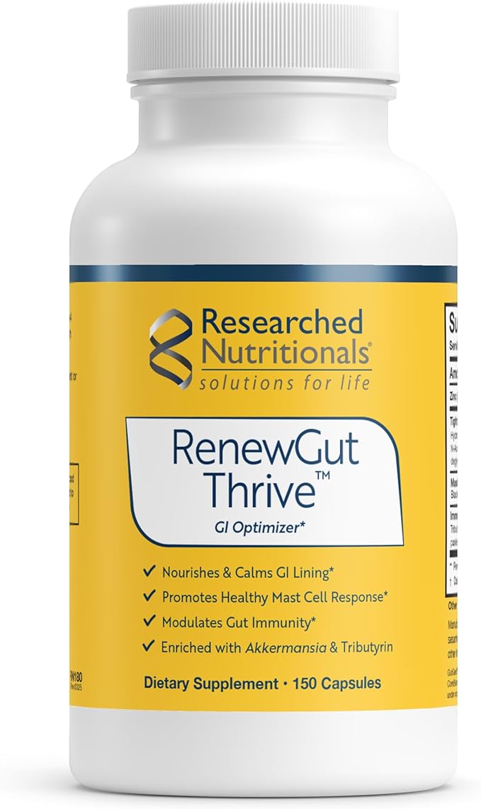 Researched Nutritionals RenewGut Thrive - Gut Health Supplements with Pasteurized Akkermansia Muciniphila &amp Tributyrin Postbiotics - Support A Healthy Gut Barrier &amp Immune Function (150 Capsul