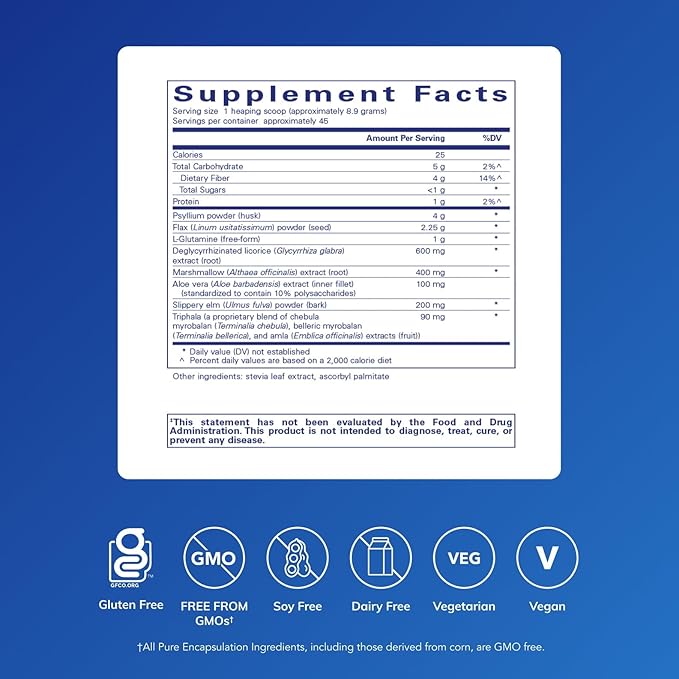 Pure Encapsulations G.I. Fortify - Supports Function Microflora Balance Cellular Health &amp Detoxification of G.I. Tract - with Slippery Elm Bark - 14.1 Oz