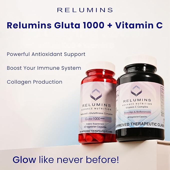Relumins Premium Gift Glow Set – Collagen Blueberry Glutathione 1000mg &amp Vitamin C with Rose Hips – 3-in-1 Beauty &amp Wellness Kit for Daily Hydration Antioxidant Support