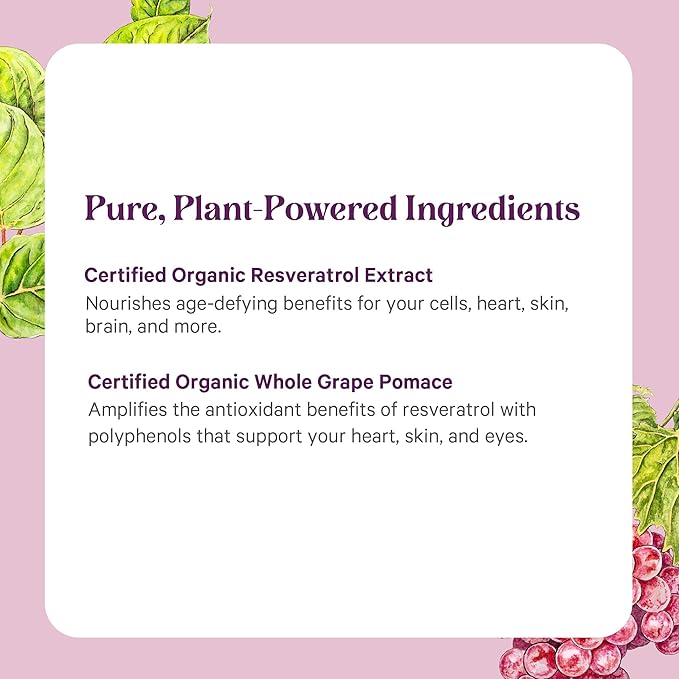 PURE SYNERGY SuperPure Resveratrol Extract | Organic Resveratrol Supplement | Antioxidant Trans-Resveratrol Extract with Grape Polyphenols | for Healthy Aging Heart and Skin Health (60 Capsules)