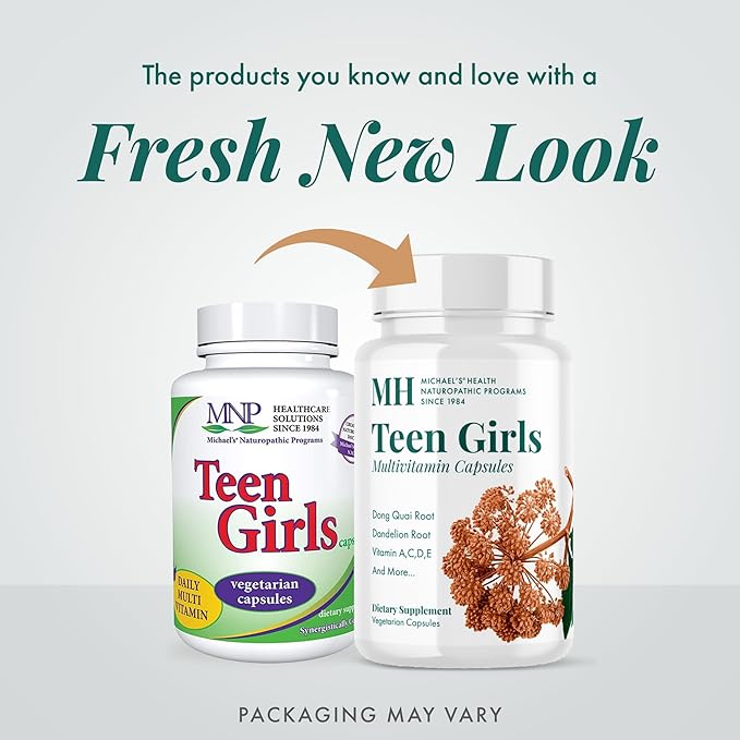 Michael's Health Naturopathic Programs Teen Girls Multivitamin - 120 Vegetarian Capsules - Nutrients for Healthy Growth &amp Development - Kosher - 60 Servings