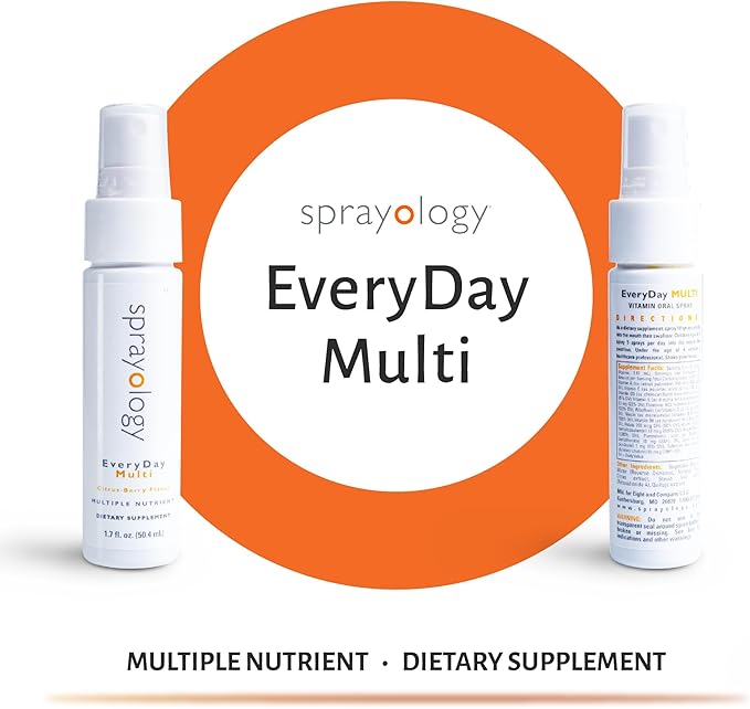 Sprayology Everyday Multi Spray | Daily Multivitamin Spray for Men Women &amp Kids (Ages 4+) | High-Absorption Formula with Vitamin B12 D3 Folate Biotin &amp More | Non-GMO | 26 Day Supply (1.7