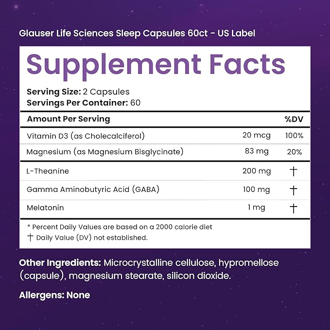 Levium Sleep Formula Supplement | Natural Relaxation Aid Capsules with Melatonin GABA L-Theanine Magnesium | 60 Count Bottle – 30 Day Supply