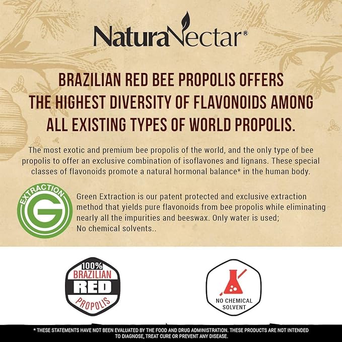 NaturaNectar Natural Bee Propolis Bundle - Red Propolis and Brown Propolis - for Immune Support Respiratory Health and Healthy Metabolism - 60 Capsules per Bottle
