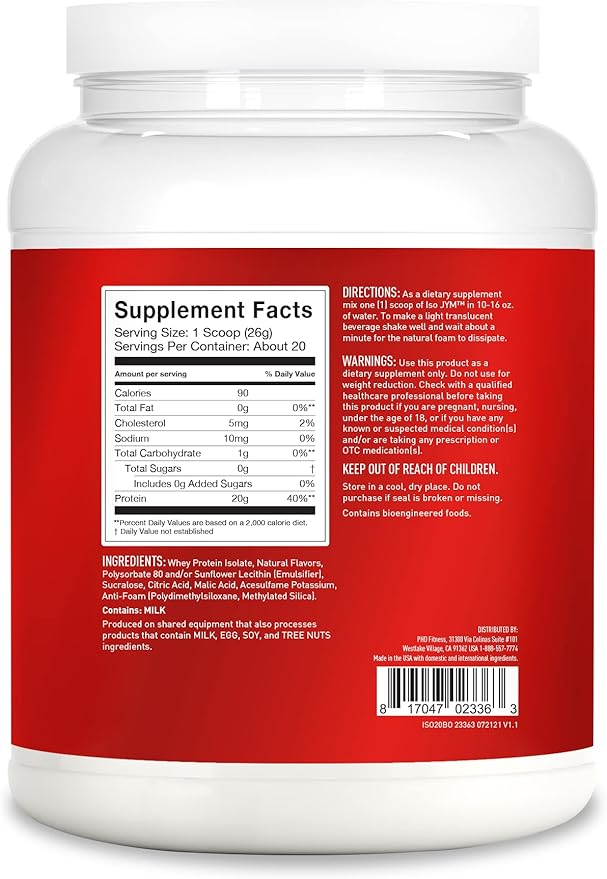 JYM Supplement Science Iso JYM Bombsicle 90 Calories 100% Whey Protein Isolate Zero Fat Zero Sugars Mixes Clear for Women &amp Men 20 Servings