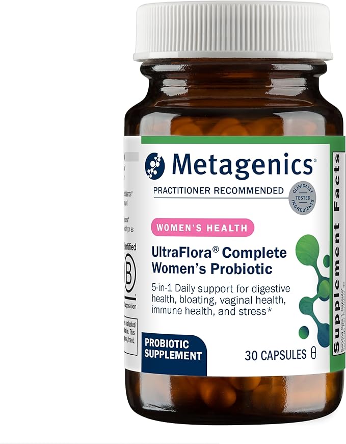 Metagenics UltraFlora Complete Women's Probiotic - Shelf-Stable 5-in-1 Multi-Benefit Formula for Digestive Immune Vaginal Urogenital &amp Microbiome Health* - 30 Capsules