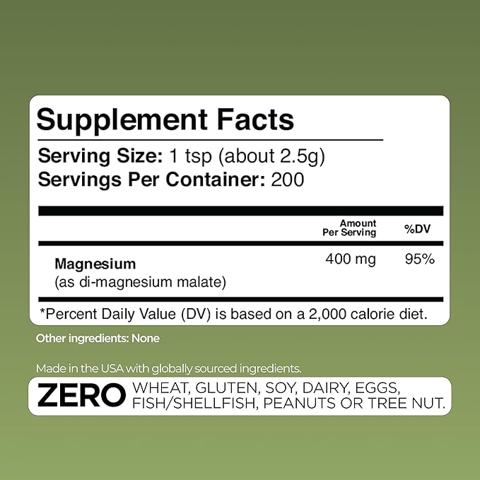 Gade Nutrition Pure Magnesium Malate Powder | Non-GMO Gluten-Free Filler Free Highly Absorbable | USA Made