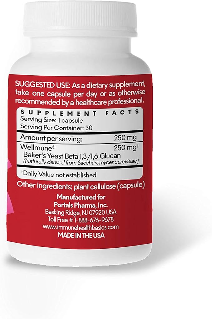 Ultra Strength Immunity - Clinically Proven Immune Support - Wellmune Highly Purified Beta Glucan - Gluten-Free Non-allergenic Non-GMO and Vegan Capsules - 30 Capsules 250 mg