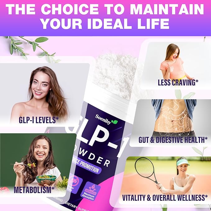 GLP-1 Supplement for Women &amp Men | 15000mg GLP 1 Supplements with Akkermansia Probiotics | Inulin | Dietary Fiber | Naturally GLP-1 Powder | for Gut &amp Digestion &amp Metabolism - No Sugar(45