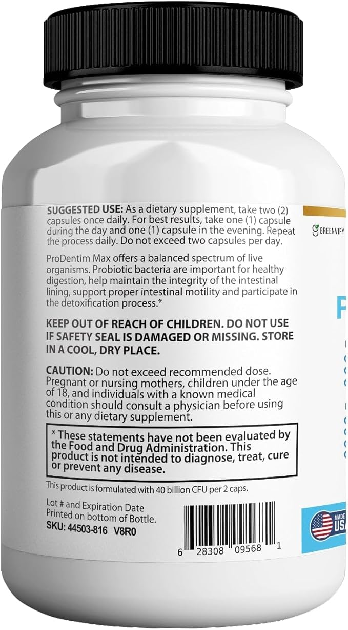 DentimPure Max Extra Strength Probiotic Supplement with 40 Billion CFU – Supports Teeth Gums Ear Nose Throat &amp Digestive Health – 60 Capsules (4)