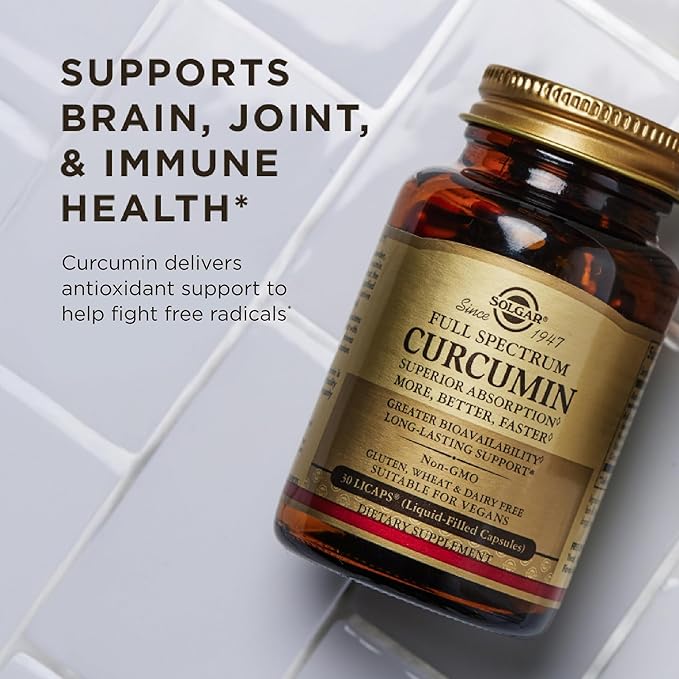 Solgar Full Spectrum Curcumin - 60 LiCaps Pack of 2 - Superior Absorption - Brain Joint &amp Immune Health - Non-GMO Vegan Gluten Free Dairy Free - 120 Total Servings