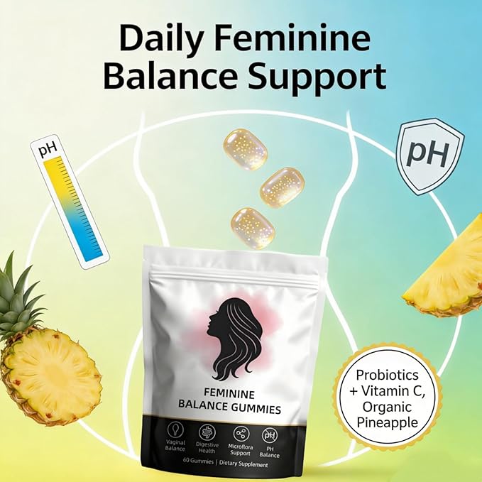 Feminine Wellness Gummies for Women Pineapple Flavored Intimate Health &amp Immune Support 60 Count (2PCS)