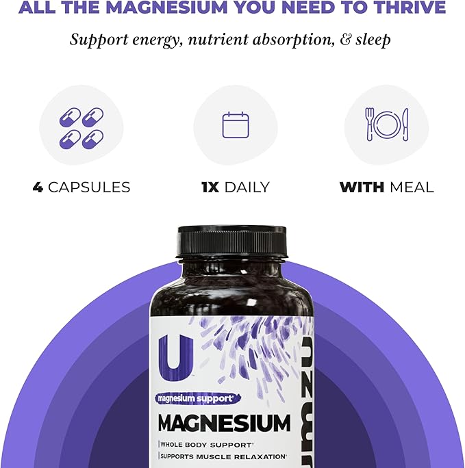 UMZU Daily Magnesium 30 Day Supply – Advanced Bioavailable Magnesium Complex with 3 Highly Absorbable Forms – Naturally Supports Energy Metabolism Muscle Relaxation Calmness &amp Overall Wellness