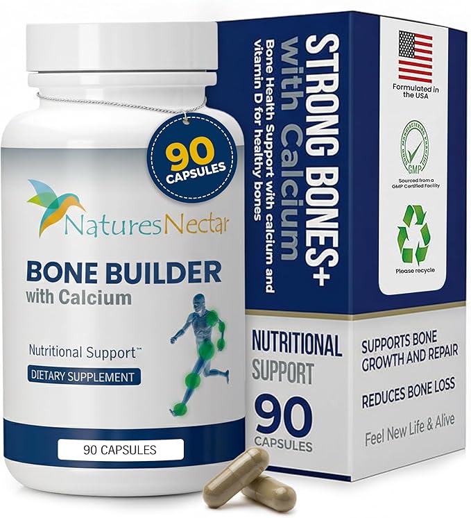 Nature's Nectar Bone &amp Joint Supplements for Men &amp Women – Supports Bone Health Strength &amp Growth with Calcium Vitamin D Magnesium &amp Strontium – Bone Builder Formula for Maximum Abs