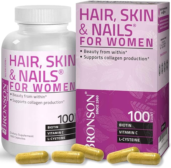 Bronson Hair Skin &amp Nails with Biotin Extra Strength Vitamin Supplement for Women + Ultra Biotin 10000 Mcg