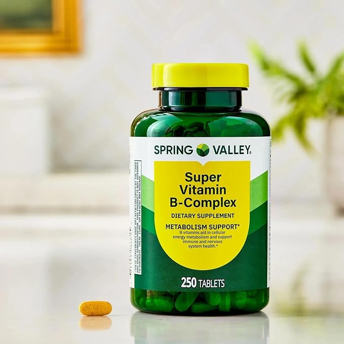 Spring Valley Super B-Complex 250 Tablets Energy &amp Metabolism Support Dietary Supplement 250 Count