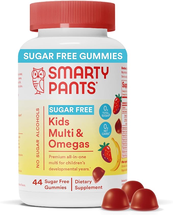 SmartyPants Kids Multivitamin Gummies Bundle: Organic Probiotics Omega 3 Vitamins D3 C B12 B6 A K &amp Zinc Immune Support Sugar Free Strawberry Banana 164 Count