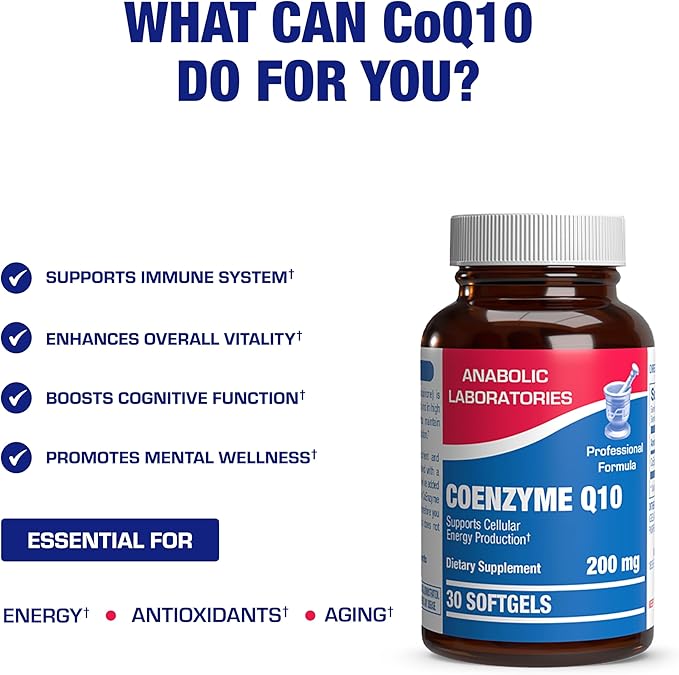 High Absorption CoQ10 200mg Softgels - Clinical Formula Coenzyme Q10 200mg for Skin Heart Energy Antioxidant and Brain Support - Easy to Swallow - Made in The USA in cGMP Facilities - 30 Servings