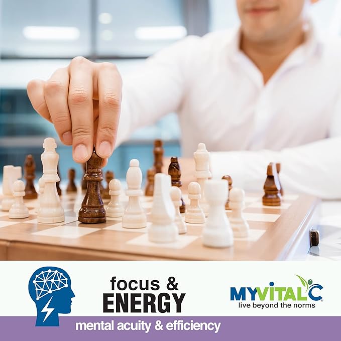 MyVitalC Focus &amp Energy Supplement - Pure ESS60 in Organic Extra Virgin Olive Oil - 30 Day Supply 150 ML - Pack of 6