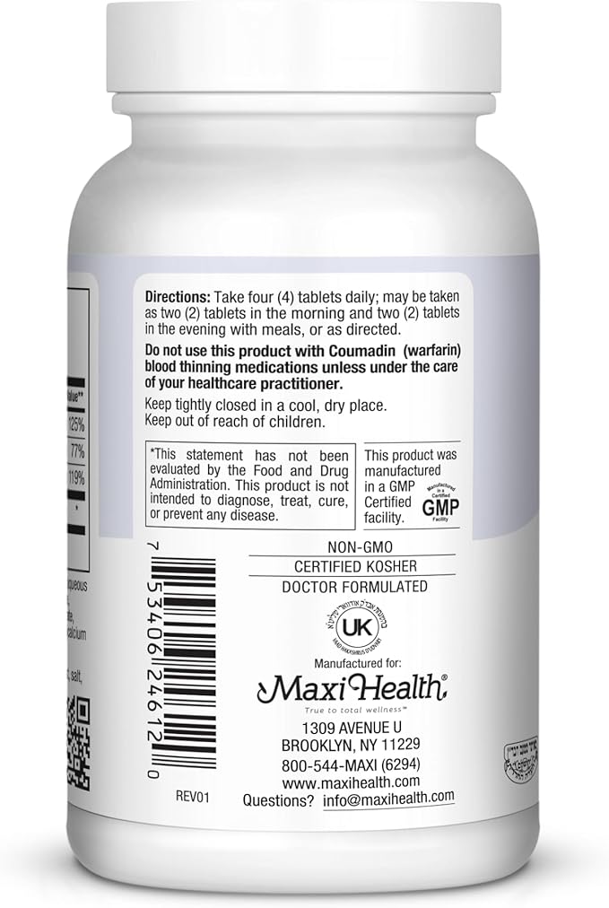 4-in-1 Calcium 1000mg with Vitamin D3 - Calcium Supplement for Women and Men with Vitamin K2 D3 1000 IU - Extra Strength Calcium Citrate for Bone and Heart Support (120ct)
