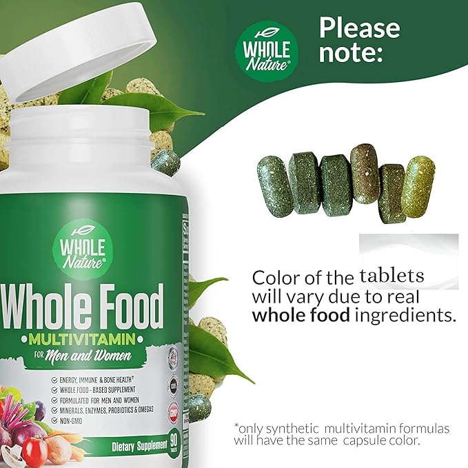 Whole Food Multivitamin for Men and Women Complete Daily Superfood Vitamins Plus Minerals Digestive Enzymes Probiotics and Omegas. Plant Based Multi Vitamin Non GMO (2)