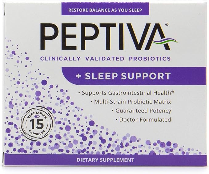 Peptiva 26 Billion CFU Probiotic and Sleep Support - Clinically Validated Multi-Strain Probiotic - Lactobacillus and Bifidobacterium Melatonin - 15 Count