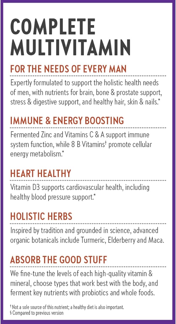 New Chapter Men’s Multivitamin B6 Extra B12 D3 Vitamin C &amp Zinc Immune Heart Cellular Energy and Brain Health Gentle on The Stomach One Daily Non-GMO Gluten-Free 18+ 96 Tablets