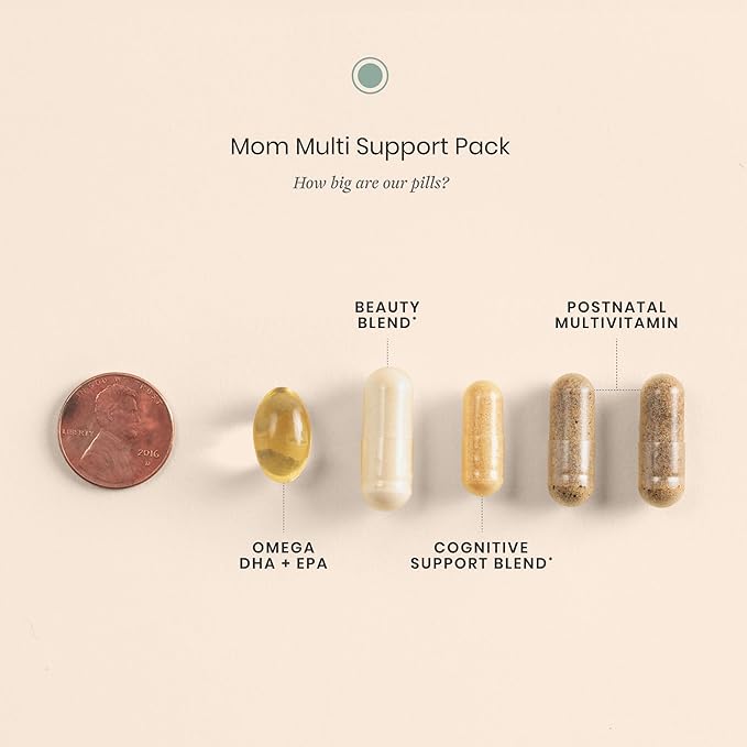 Perelel Mom Multi Support Pack Postnatal Vitamins for Women with Omega 3 Dha Iron Collagen &amp Vitamin B12 to Support Postpartum Health Soy &amp Gluten Free Non GMO 30 Daily Pill Packs